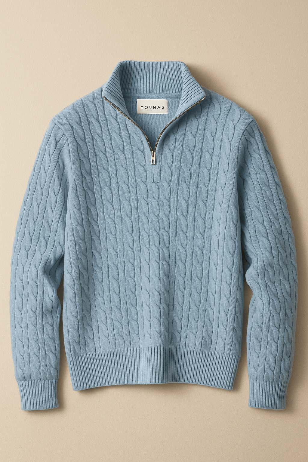 AMALFI ZIPPED KNITWEAR LIGHT BLUE - YOUNAS - OLD MONEY