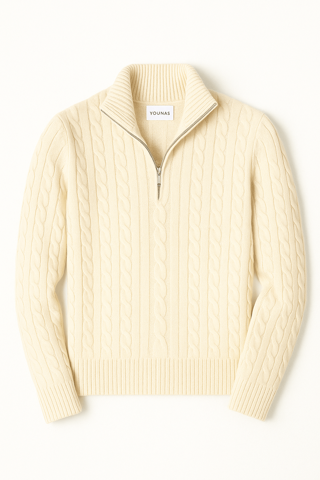 AMALFI ZIPPED SWEATER CREAM - YOUNAS - OLD MONEY