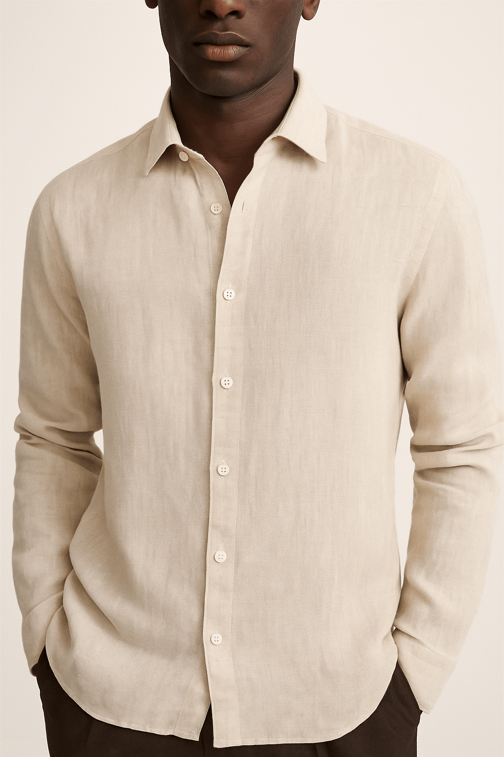 LINEN BEIGE SHIRT - YOUNAS - OLD MONEY