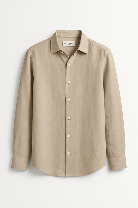 LINEN BEIGE SHIRT - YOUNAS - OLD MONEY