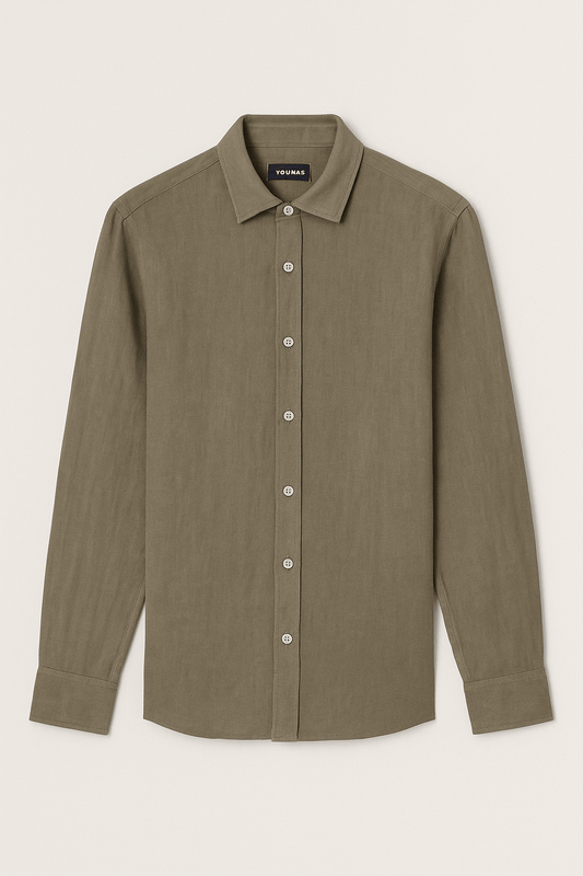 LINEN KHAKI SHIRT - YOUNAS - OLD MONEY
