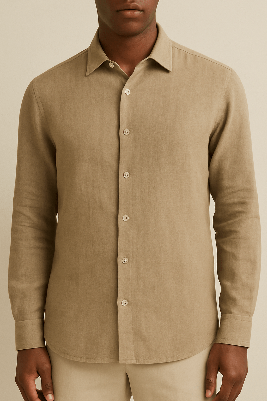 LINEN KHAKI SHIRT - YOUNAS - OLD MONEY