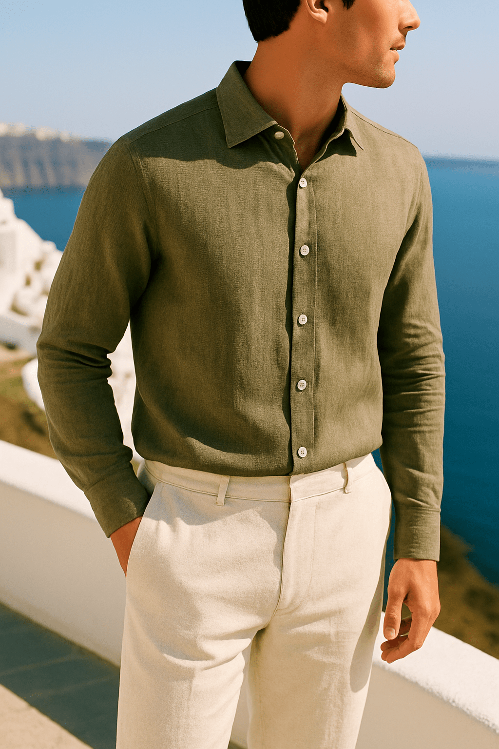 LINEN KHAKI SHIRT - YOUNAS - OLD MONEY