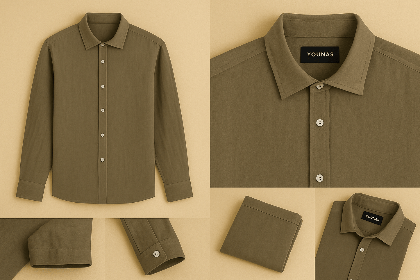 LINEN KHAKI SHIRT - YOUNAS - OLD MONEY