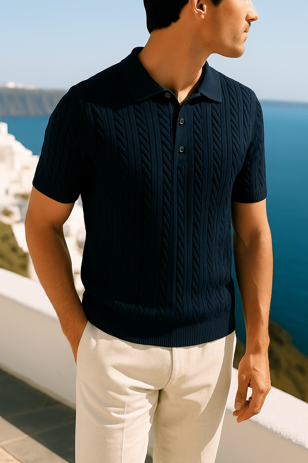 THE CAPRI CABLE KNIT POLO - YOUNAS - OLD MONEY
