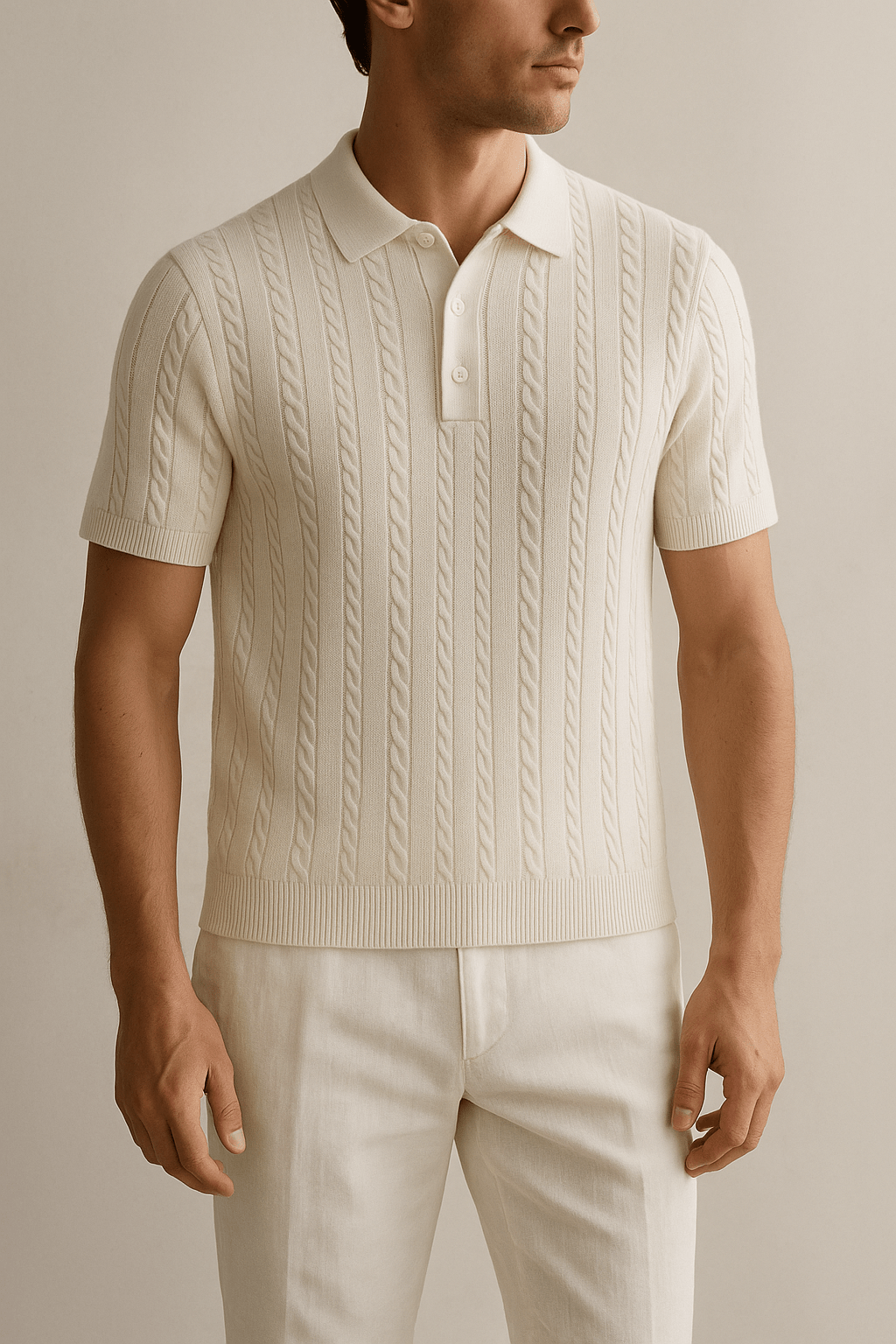 THE CAPRI CABLE KNIT POLO - YOUNAS - OLD MONEY