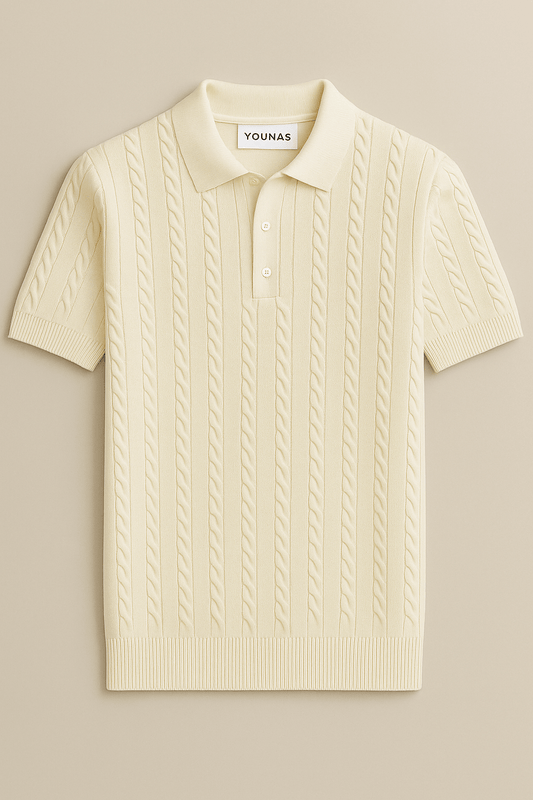 THE CAPRI CABLE KNIT POLO - YOUNAS - OLD MONEY