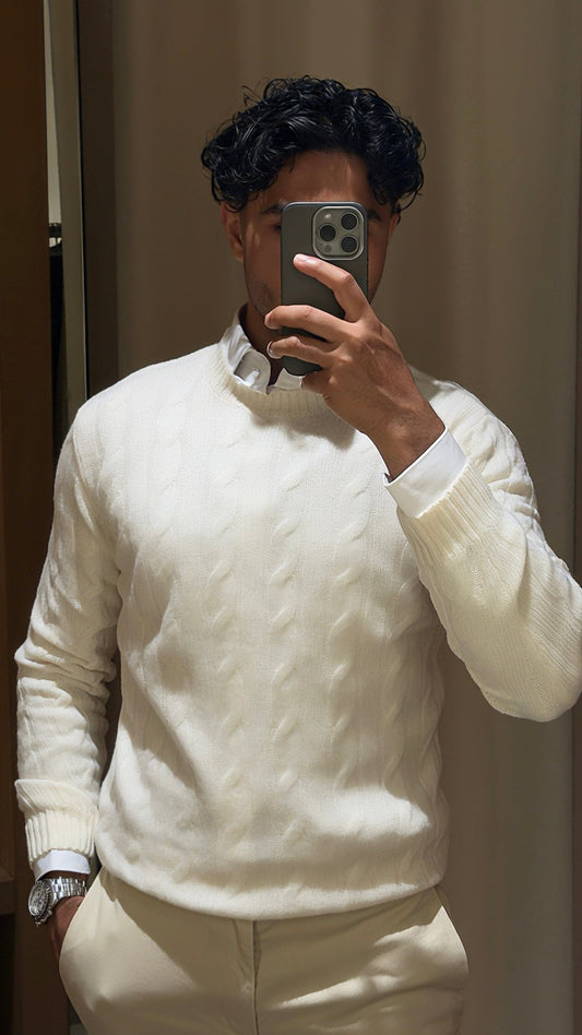 Wool Braided Sweater - YOUNAS - OLD MONEY