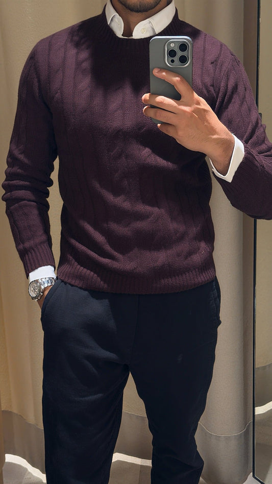 Wool Braided Sweater - YOUNAS - OLD MONEY