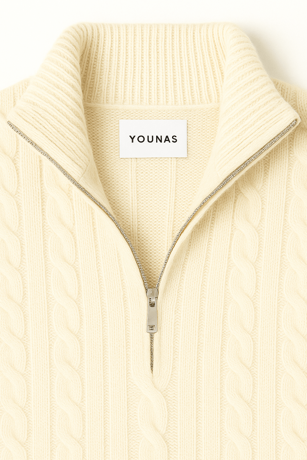 AMALFI ZIPPED SWEATER CREAM - YOUNAS - OLD MONEY