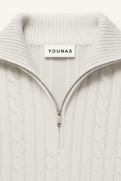 AMALFI ZIPPED SWEATER GREY - YOUNAS - OLD MONEY