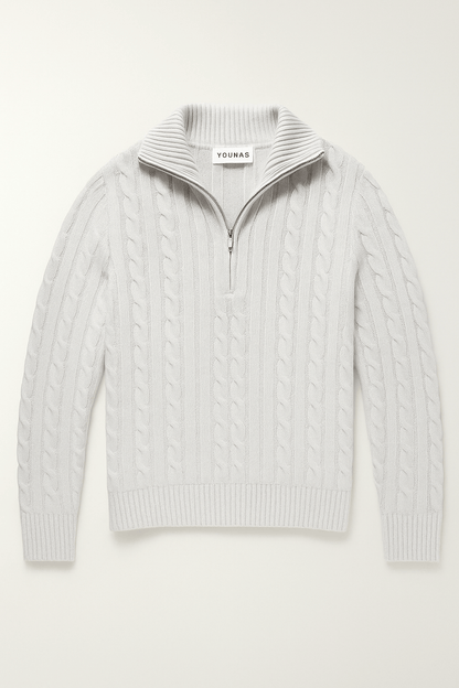 AMALFI ZIPPED SWEATER GREY - YOUNAS - OLD MONEY