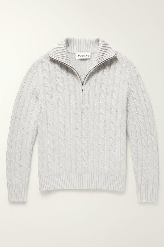 AMALFI ZIPPED SWEATER GREY - YOUNAS - OLD MONEY