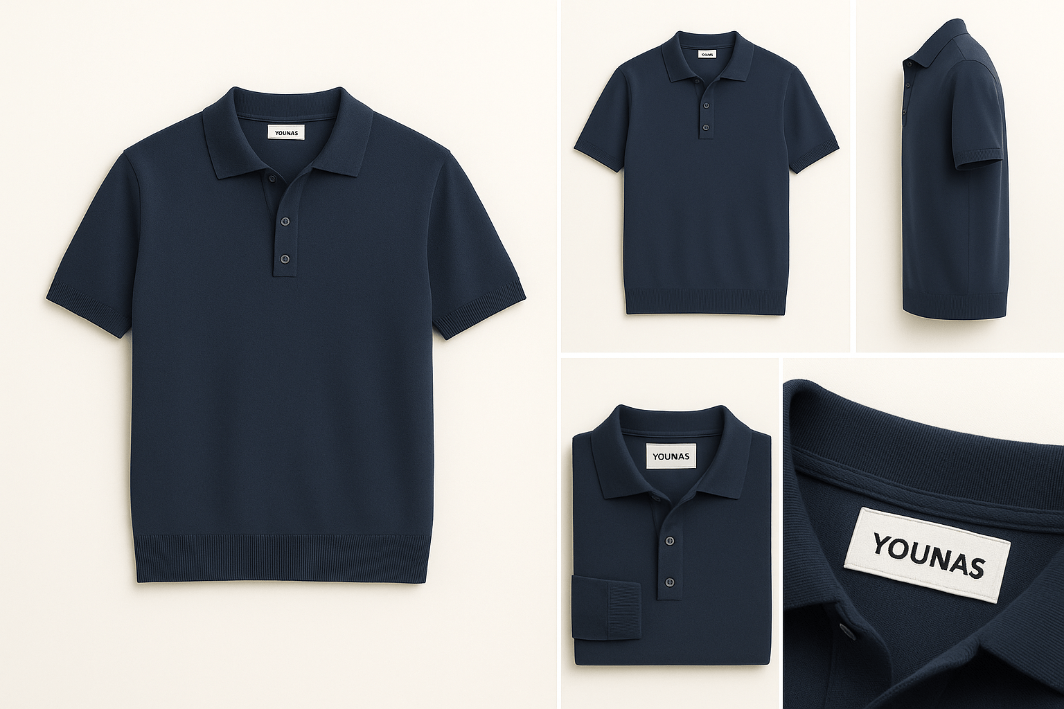 Limited - VISCOSE BLEND KNITTED POLO NAVY - YOUNAS - OLD MONEY