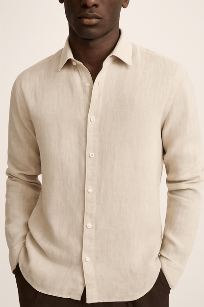 LINEN BEIGE SHIRT - YOUNAS - OLD MONEY