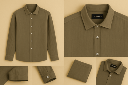 LINEN KHAKI SHIRT - YOUNAS - OLD MONEY