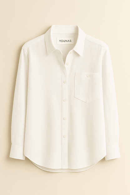 OVERSIZED CLASSY LINEN SHIRT - PEARL WHITE - YOUNAS - OLD MONEY