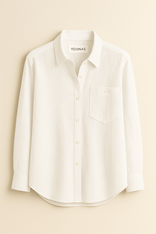 OVERSIZED CLASSY LINEN SHIRT - PEARL WHITE - YOUNAS - OLD MONEY