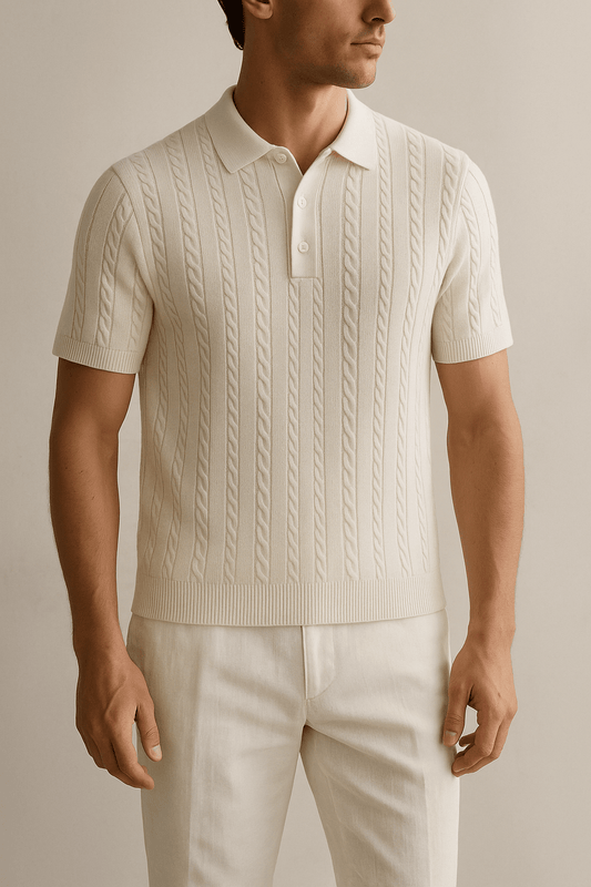 THE CAPRI CABLE KNIT POLO - YOUNAS - OLD MONEY